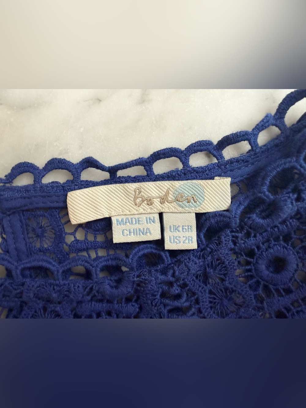Boden Crochet Lace Cobalt Blue Midi Althea Dress Size 2 NWOT (#491) - Picture 6 of 9